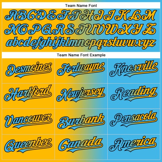 Maglia da baseball Sky Blue Fashion personalizzata, sfumatura oro-nero, autentica Maglia da baseball Sky Blue Fashion personalizzata, sfumatura oro-nero, autentica