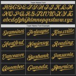 Maglia da baseball Raglan oro-arancio autentica personalizzata con maniche vecchie nere Maglia da baseball Raglan oro-arancio autentica personalizzata con maniche vecchie nere