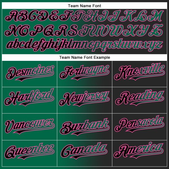 Maglia da baseball Kelly nera e verde-rosa autentica, sfumata, personalizzata alla moda Maglia da baseball Kelly nera e verde-rosa autentica, sfumata, personalizzata alla moda