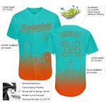 Maglia da baseball personalizzata 3D arancione sfumata Miami Fashion Edition autentica Aqua City Maglia da baseball personalizzata 3D arancione sfumata Miami Fashion Edition autentica Aqua City