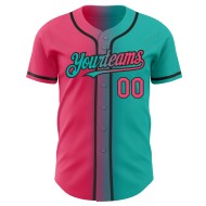 Maglia da baseball sfumata rosa-nera autentica neon personalizzata moda acquamarina Maglia da baseball sfumata rosa-nera autentica neon personalizzata moda acquamarina