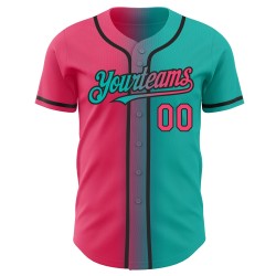 Maglia da baseball sfumata rosa-nera autentica neon personalizzata moda acquamarina Maglia da baseball sfumata rosa-nera autentica neon personalizzata moda acquamarina