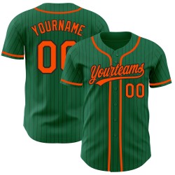 Maglia da baseball Kelly verde e nera autentica, a righe arancioni, personalizzata