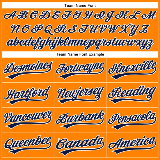Maglia da baseball Bay Orange blu navy e bianca personalizzata autentica Maglia da baseball Bay Orange blu navy e bianca personalizzata autentica
