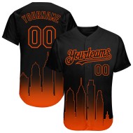 Maglia da baseball personalizzata City Philadelphia 3D Fade, edizione nera, autentica, arancione