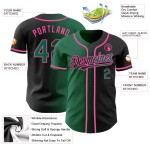 Maglia da baseball Kelly nera e verde-rosa autentica, sfumata, personalizzata alla moda Maglia da baseball Kelly nera e verde-rosa autentica, sfumata, personalizzata alla moda
