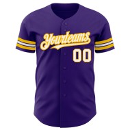 Maglia da baseball personalizzata autentica viola bianco-oro Maglia da baseball personalizzata autentica viola bianco-oro