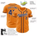 Maglia da baseball Bay Orange blu navy e bianca personalizzata autentica Maglia da baseball Bay Orange blu navy e bianca personalizzata autentica