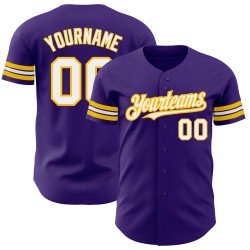 Maglia da baseball personalizzata autentica viola bianco-oro