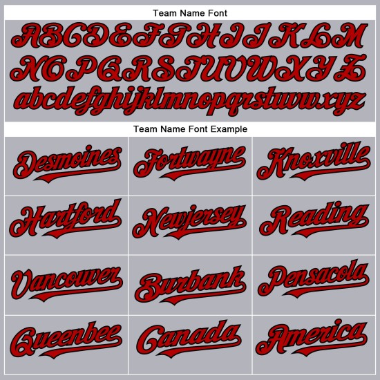 Maglia da baseball autentica grigia personalizzata rosso-nera Maglia da baseball autentica grigia personalizzata rosso-nera