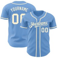 Maglia da baseball personalizzata, blu crema, autentica