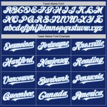 Maglia da baseball autentica personalizzata, bianca e blu royal Maglia da baseball autentica personalizzata, bianca e blu royal
