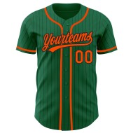 Maglia da baseball Kelly verde e nera autentica, a righe arancioni, personalizzata Maglia da baseball Kelly verde e nera autentica, a righe arancioni, personalizzata