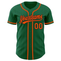 Maglia da baseball Kelly verde e nera autentica, a righe arancioni, personalizzata Maglia da baseball Kelly verde e nera autentica, a righe arancioni, personalizzata