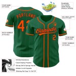 Maglia da baseball Kelly verde e nera autentica, a righe arancioni, personalizzata Maglia da baseball Kelly verde e nera autentica, a righe arancioni, personalizzata