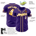 Maglia da baseball autentica viola personalizzata bianco-oro Maglia da baseball autentica viola personalizzata bianco-oro