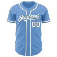 Maglia da baseball personalizzata, blu crema, autentica Maglia da baseball personalizzata, blu crema, autentica