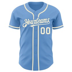 Maglia da baseball personalizzata, blu crema, autentica Maglia da baseball personalizzata, blu crema, autentica